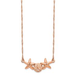 14K Rose Gold Sand Dollar Starfish Necklace - 17 in.