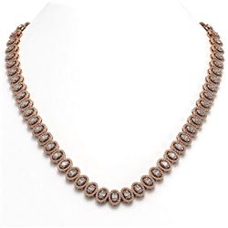 28.47 ctw Oval Cut Diamond Micro Pave Necklace 18K Rose Gold