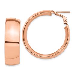 14k Rose Gold Omega Back Hoop Earrings - 10x32 mm
