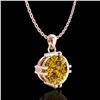 Image 3 : 1 ctw Intense Fancy Yellow Diamond Art Deco Necklace 18k Rose Gold