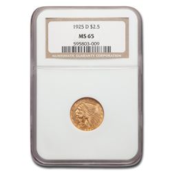 1925-D $2.50 Indian Gold Quarter Eagle MS-65 NGC