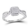 Image 1 : 10kt White Gold Womens Round Diamond Square Cluster Ring 1/6 Cttw