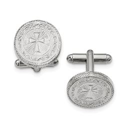 Silver-tone Cross Cuff Links