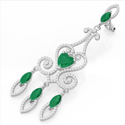 11 ctw Emerald & Micro Pave VS/SI Diamond Earrings 14k White Gold