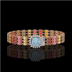 33.04 ctw Sapphire & Diamond Bracelet 14K Rose Gold