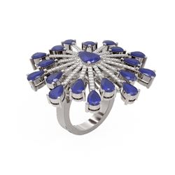 11.74 ctw Sapphire & Diamond Ring 18K White Gold