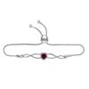 Image 1 : Sterling Silver Womens Round Lab-Created Ruby Diamond Bolo Bracelet 1/2 Cttw
