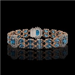 19.3 ctw London Topaz & Diamond Bracelet 14K Rose Gold