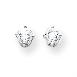 14k Solid White Gold 4 mm Zirconia Earrings