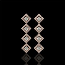 4.01 ctw Princess Cut Diamond Micro Pave Earrings 18K Rose Gold