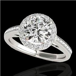 1.3 ctw Certified Diamond Solitaire Halo Ring 10k 2Tone Gold