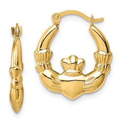 14k Claddagh Hoop Earrings - 26 mm