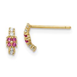 14k White & Pink Cubic Zirconia Post Earrings - 45 mm