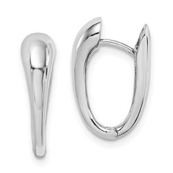14K White Gold Polished Hinged Hoop Earrings -35 mm