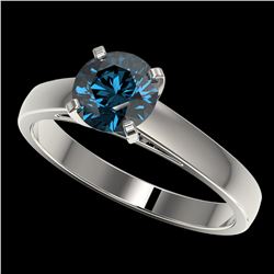 1.28 ctw Certified Intense Blue Diamond Engagment Ring 10k White Gold