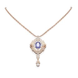 5.6 ctw Tanzanite & Diamond Necklace 18K Rose Gold