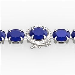 37 ctw Sapphire & VS/SI Diamond Micro Pave Bracelet 14k White Gold