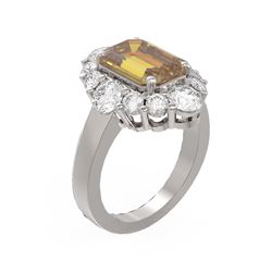 7.18 ctw Canary Citrine & Diamond Ring 18K White Gold