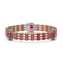 29.33 ctw Tourmaline & Diamond Bracelet 14K Rose Gold