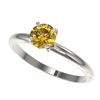 Image 1 : 0.76 ctw Certified Intense Yellow Diamond Engagment Ring 10k White Gold