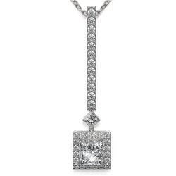 1.3 ctw Princess Cut Diamond Designer Necklace 18K White Gold