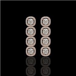 5.28 ctw Cushion Cut Diamond Micro Pave Earrings 18K Rose Gold