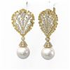 Image 3 : 4.5 ctw Diamond & Pearl Earrings 18K Yellow Gold