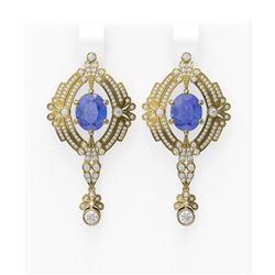 11.29 ctw Tanzanite & Diamond Earrings 18K Yellow Gold
