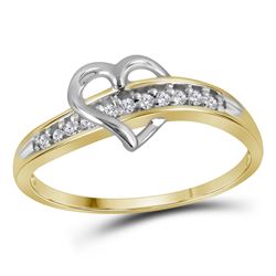 10kt Yellow Gold Womens Round Diamond Heart Ring 1/20 Cttw
