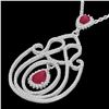 Image 2 : 3.20 ctw Ruby & Micro Pave Diamond Heart Necklace 14k White Gold