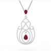 Image 3 : 3.20 ctw Ruby & Micro Pave Diamond Heart Necklace 14k White Gold