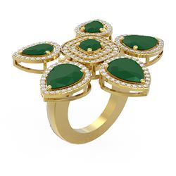 15.43 ctw Emerald Diamond Ring 18K Yellow Gold