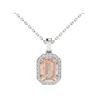 Image 1 : 2.70 ctw Morganite & Micro Pave Diamond Necklace 18k White Gold