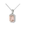Image 2 : 2.70 ctw Morganite & Micro Pave Diamond Necklace 18k White Gold