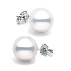 White South Sea Pearl Stud Earrings, 10.0-11.0mm