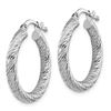 Image 2 : 10k White Gold Diamond-cut Round Hoop Earrings - 15 mm