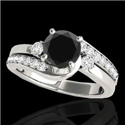 2 ctw Certified VS Black Diamond Bypass Solitaire Ring 10k White Gold