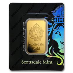 1 oz Gold Bar - Scottsdale Mint Certi-Lock® (Lion, Black Assay)