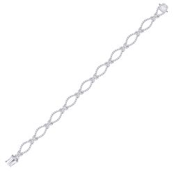 14kt White Gold Womens Round Diamond Link Bracelet 2-3/8 Cttw
