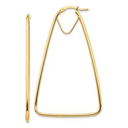 14k Yellow Gold Polished Triangle Dangle Hoop Earrings