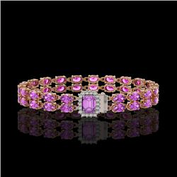13.83 ctw Amethyst & Diamond Bracelet 14K Rose Gold