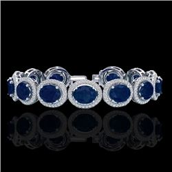 30 ctw Sapphire & Micro Pave VS/SI Diamond Bracelet 10k White Gold