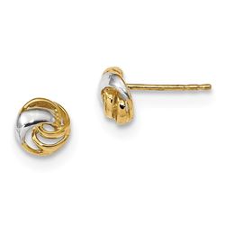14k Gold Two-Tone Polished Fancy Post Earrings