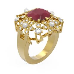 6.16 ctw Ruby & Diamond Ring 18K Yellow Gold