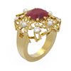 Image 1 : 6.16 ctw Ruby & Diamond Ring 18K Yellow Gold