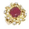 Image 3 : 6.16 ctw Ruby & Diamond Ring 18K Yellow Gold