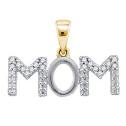 Yellow-tone Sterling Silver Womens Round Diamond Mom Mother Pendant 1/10 Cttw
