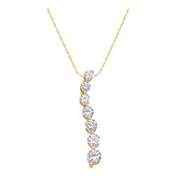 14kt Yellow Gold Womens Round Diamond Journey Pendant 1/2 Cttw