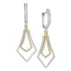 Image 1 : 14kt Two-tone Gold Womens Round Diamond Flared Dangle Earrings 3/4 Cttw