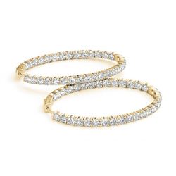 8 ctw Diamond VS/SI 32 MM Hoop Earrings 14k Yellow Gold